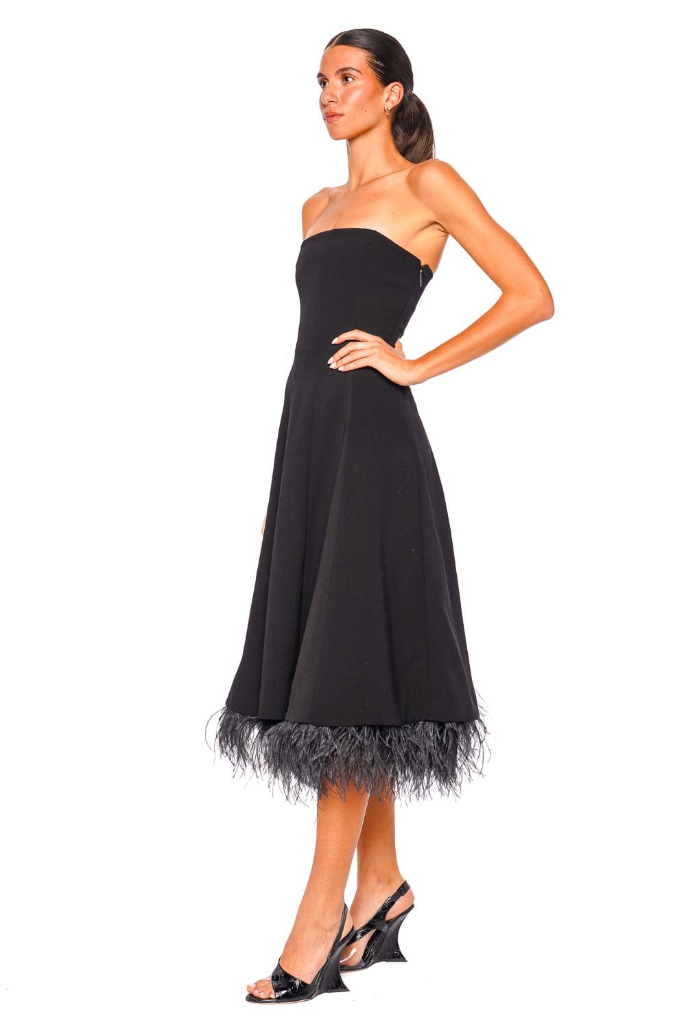 Rosaline Black Guipure Lace Midi Dress