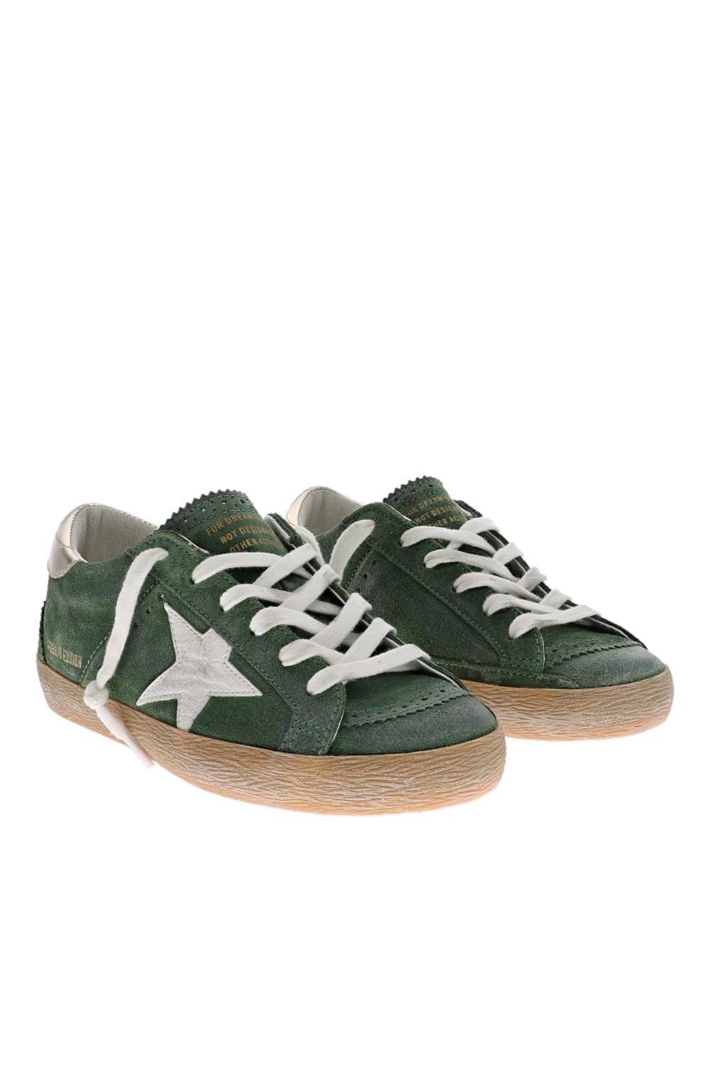 Golden Goose Super Star Green Stitch Suede Sneakers
