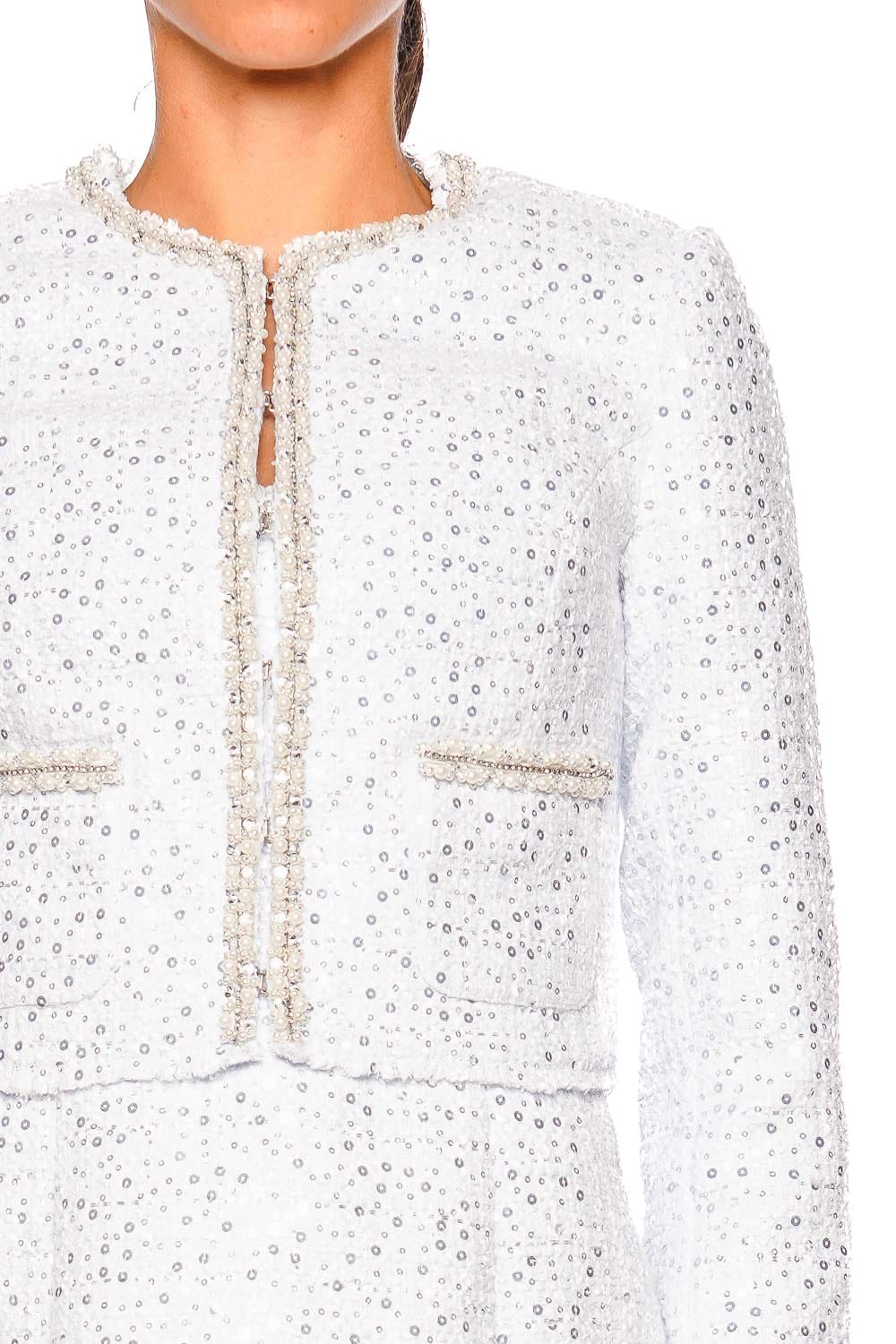 Kelli Sequin Tweed Pearl Embellished Jacket