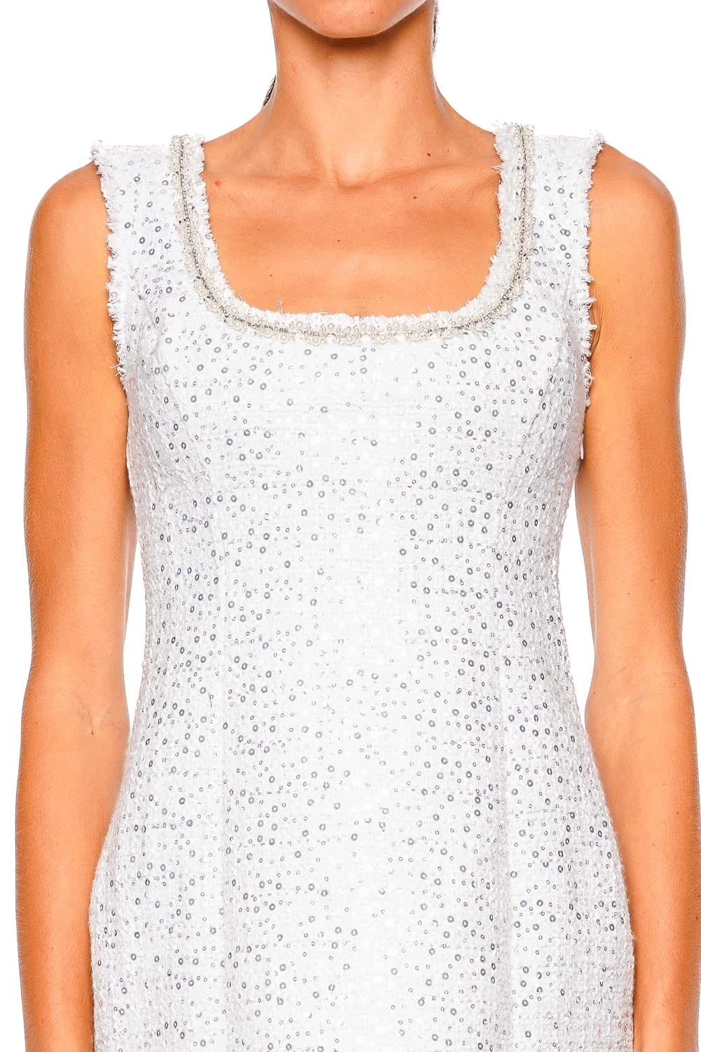 LoveShackFancy Adelaine White Sequin Mini Dress