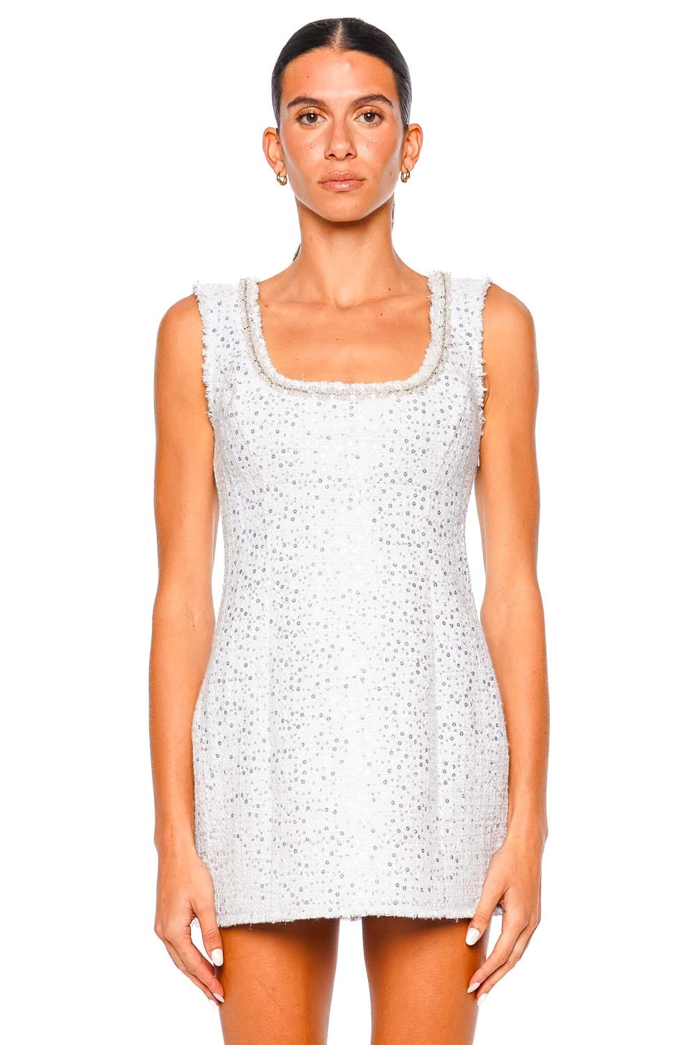 LoveShackFancy Adelaine White Sequin Mini Dress