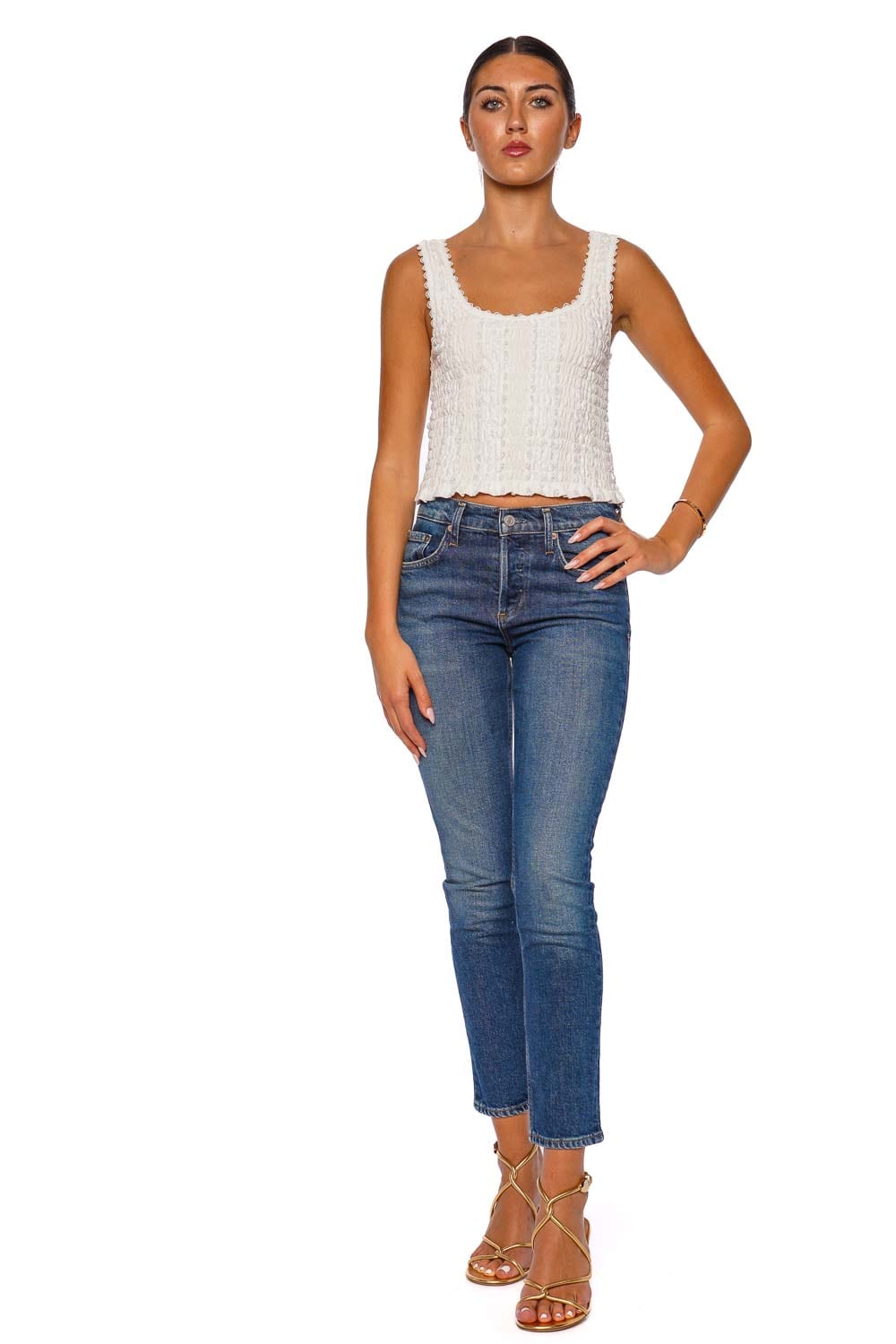 AGOLDE Cocktail Mid-Wash Ankle Jeans