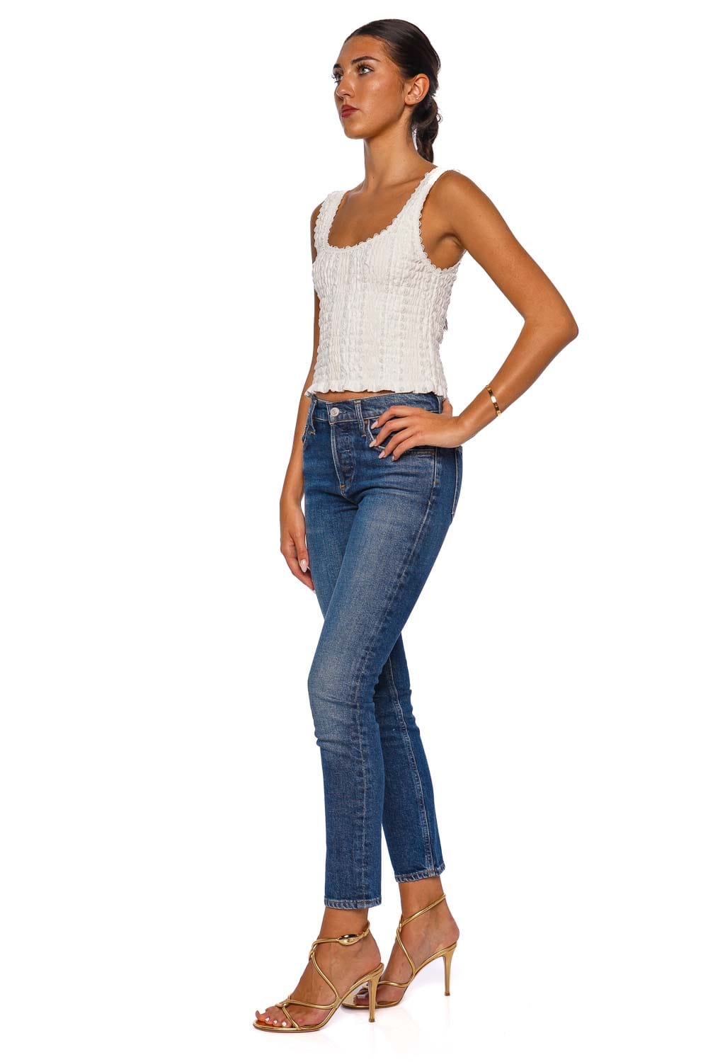 AGOLDE Cocktail Mid-Wash Ankle Jeans