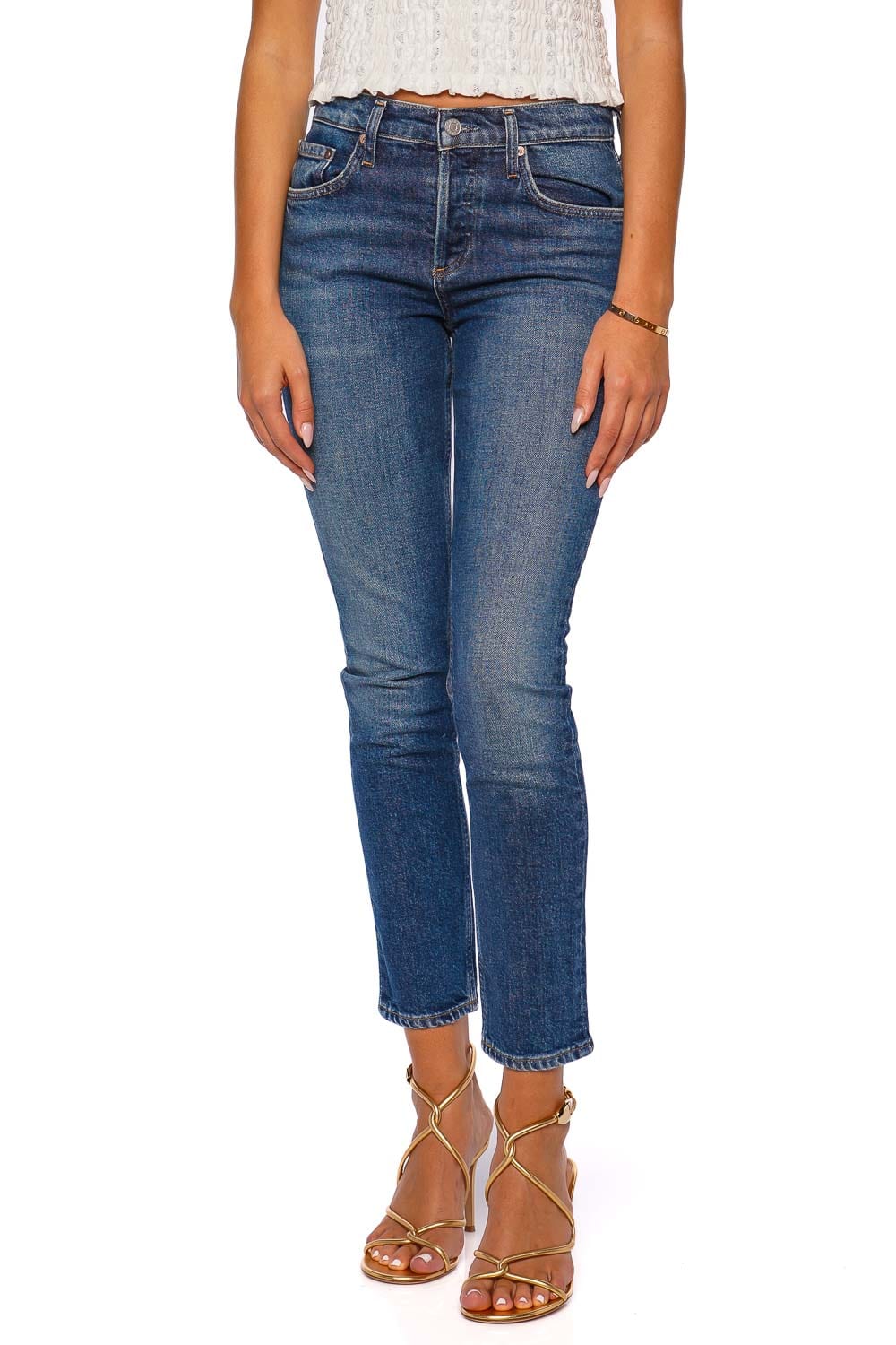 AGOLDE Cocktail Mid-Wash Ankle Jeans