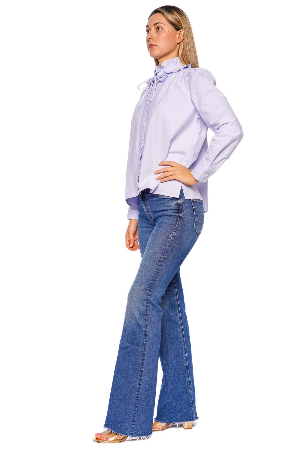 Citizens of Humanity Calista Frilled Collar Cotton Button Down Shirt