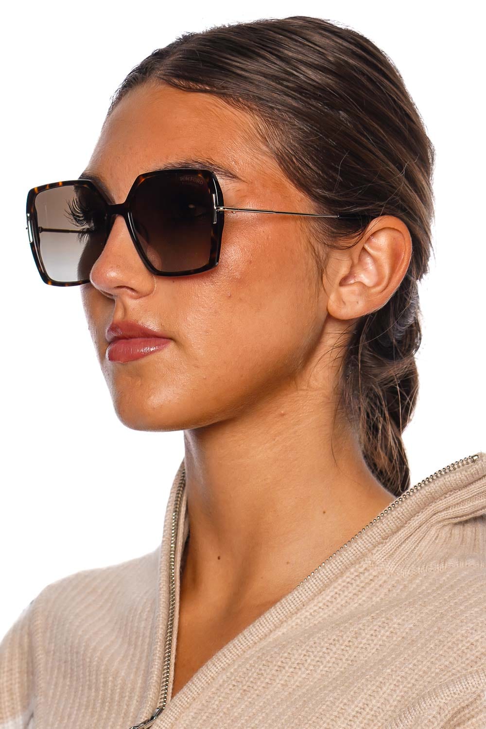 Tom Ford Eyewear Oversized Tortoise Acetate Sunglasses