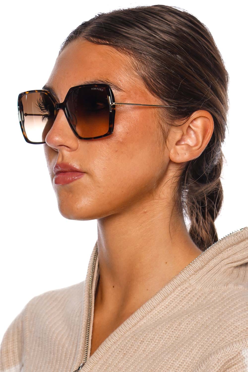 Tom Ford Eyewear Tortoiseshell Oversized Square Acetate Sunglasses