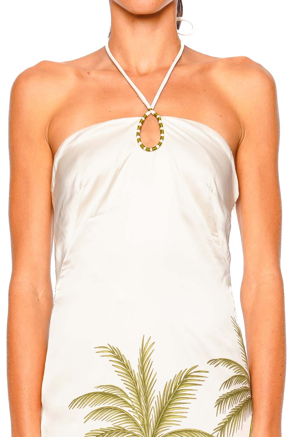 Andres Otalora Una Cancion Green Paradiso Strapless Midi Dress