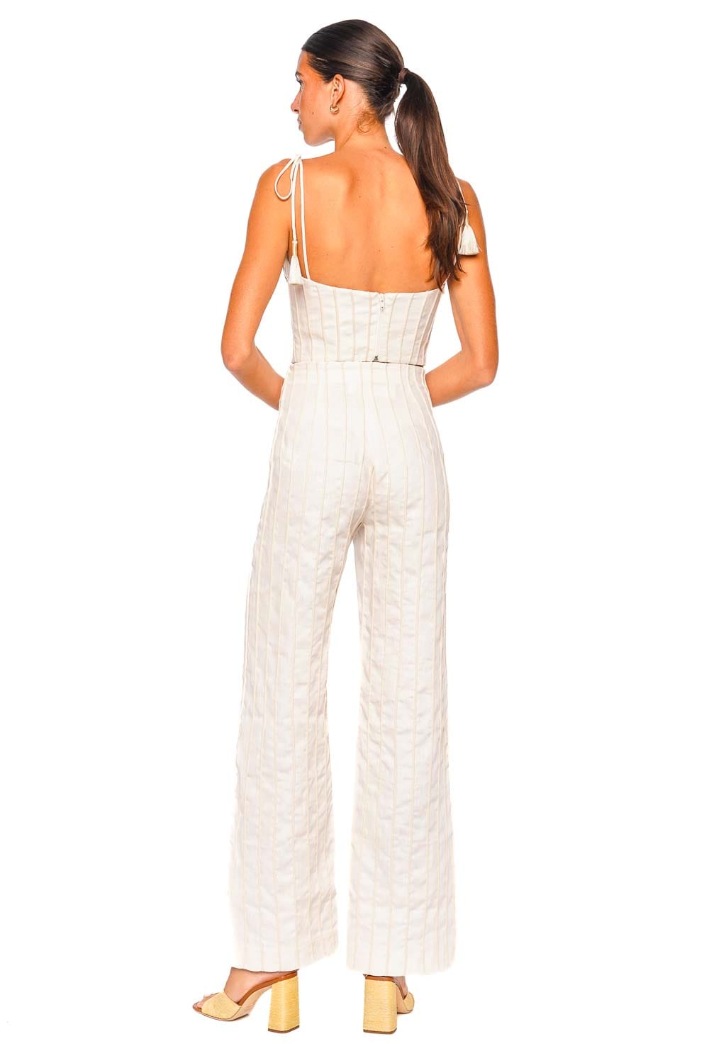 Andres Otalora Ivory High-Waisted Wide-Leg Pants
