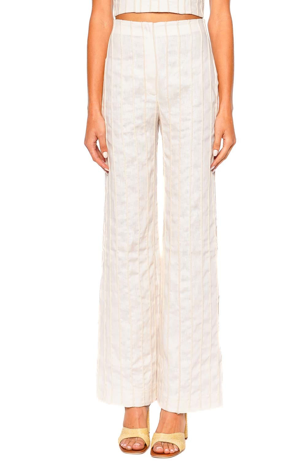 Andres Otalora Ivory High-Waisted Wide-Leg Pants