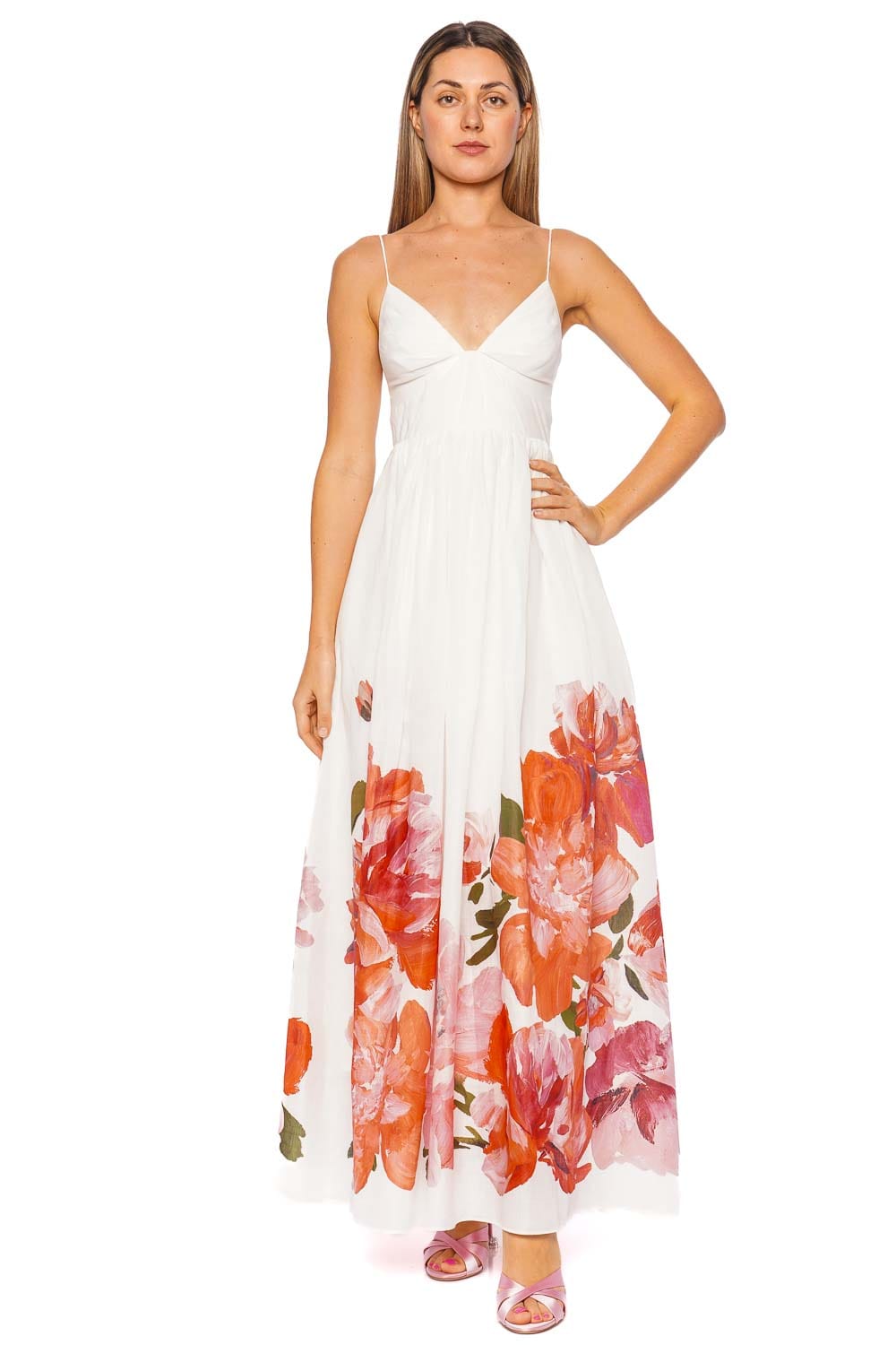 Aje. Rosa Bold Ivory Floral Maxi Dress