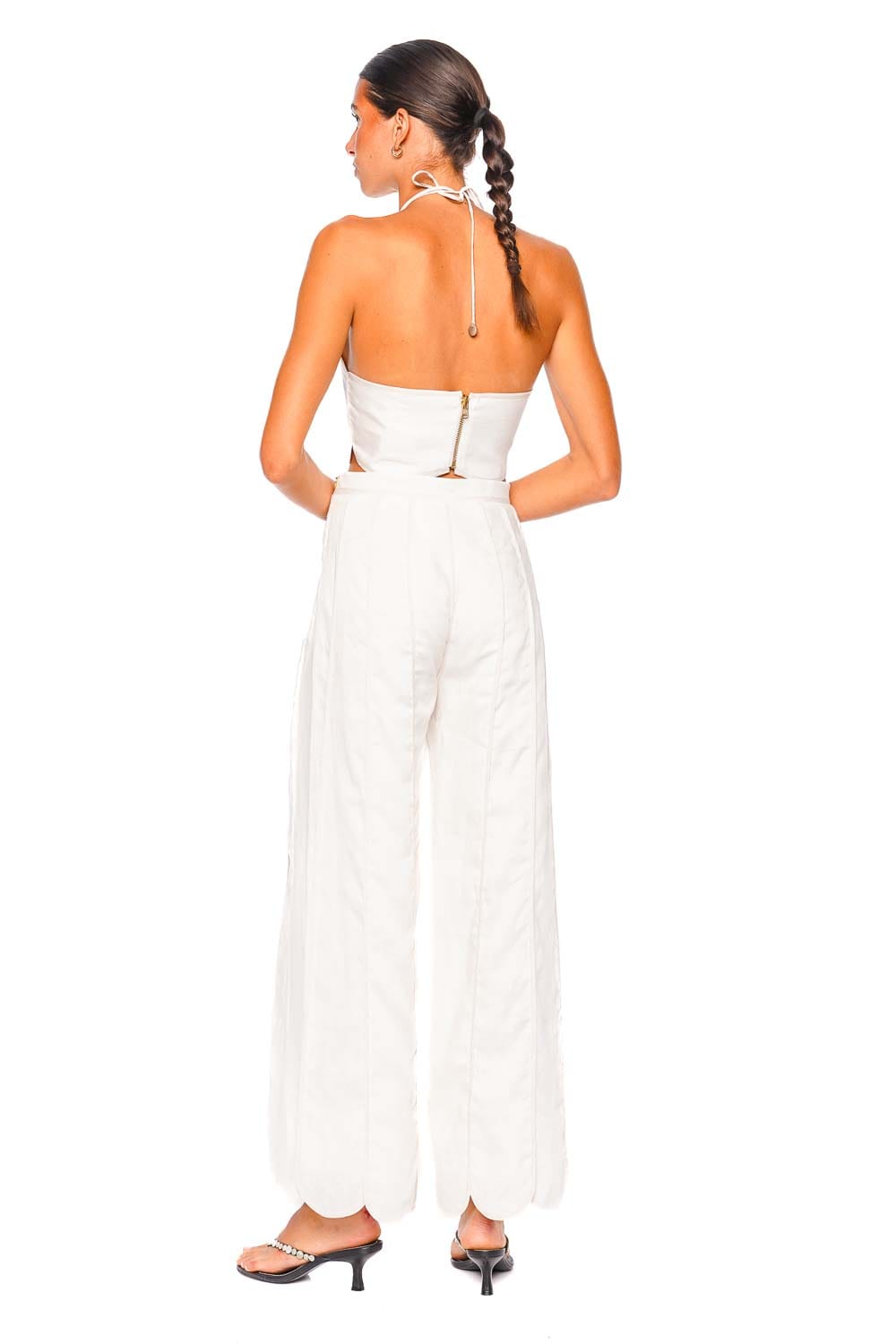 Azulu Ivory Scalloped Strapless Crop Top