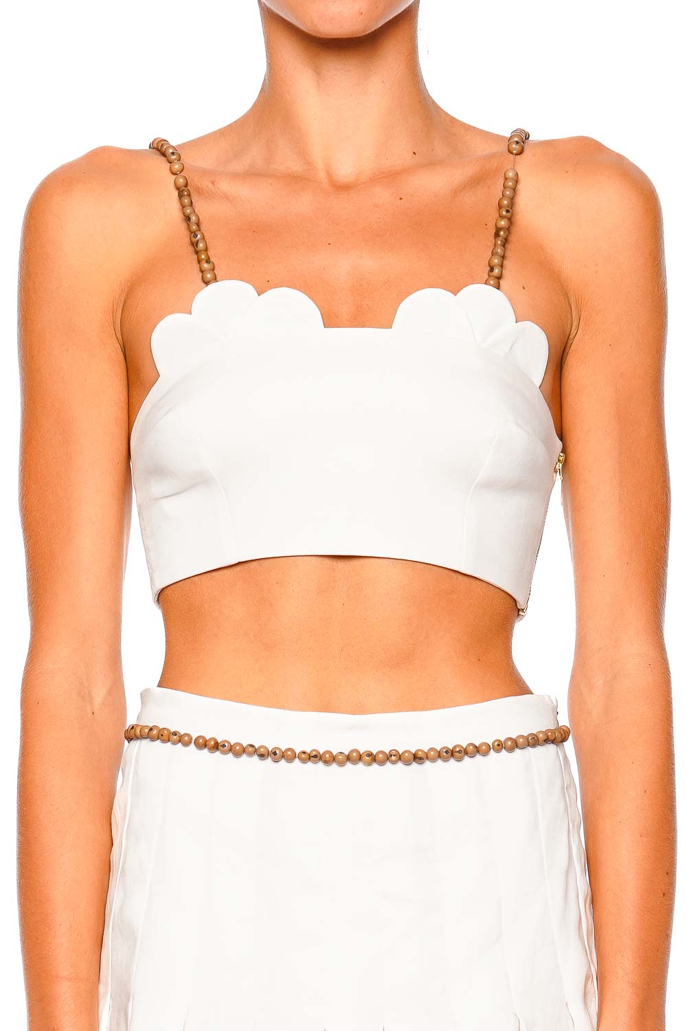 Azulu Cala Ivory Crop Top with Beaded Straps