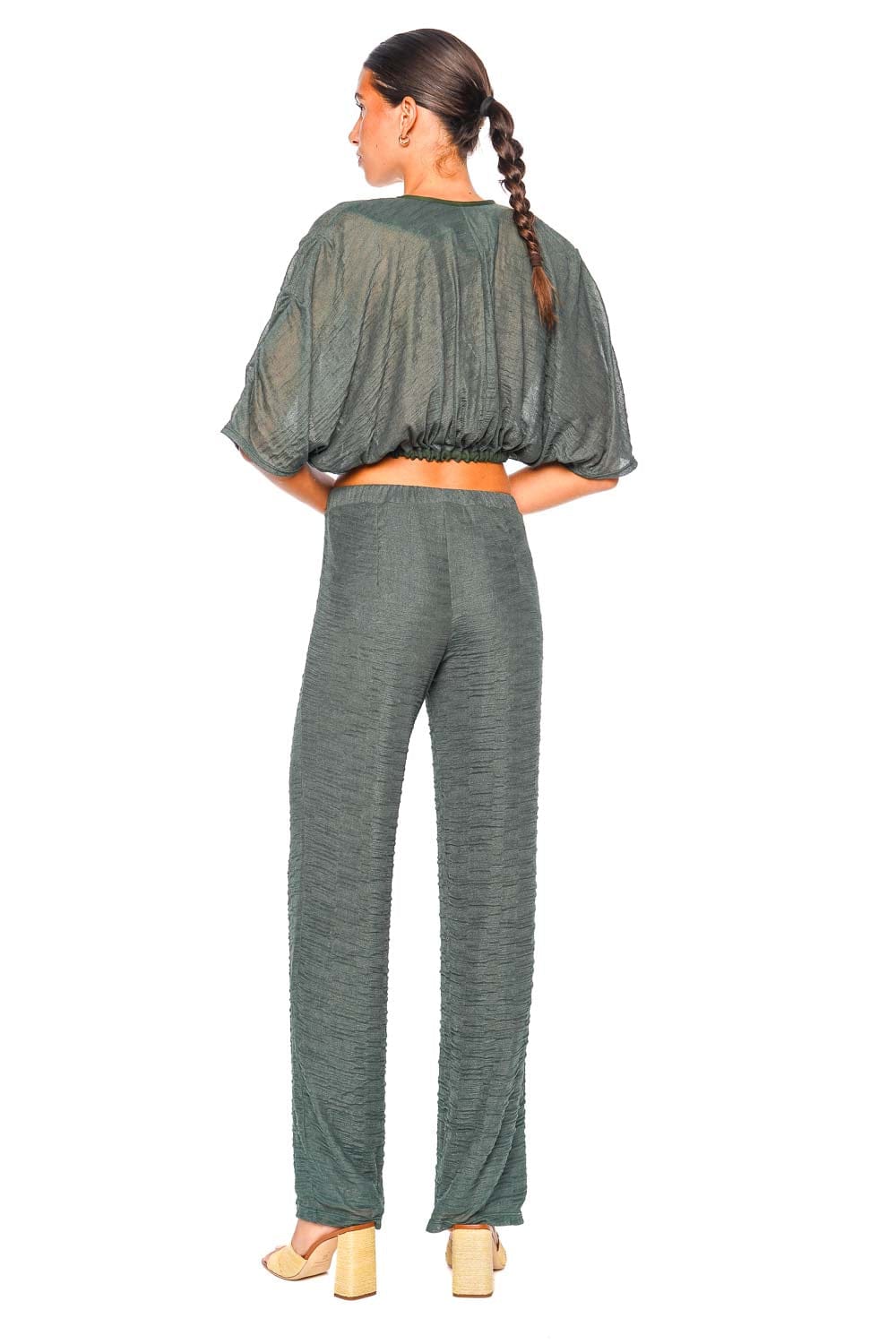 Azulu Veronika Sacramento Green Wide-Leg Pants