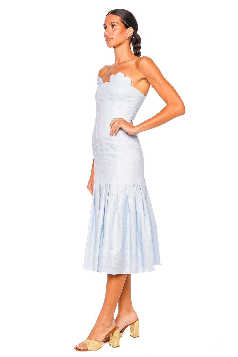 Azulu Elea Strapless Ice Blue Midi Dress