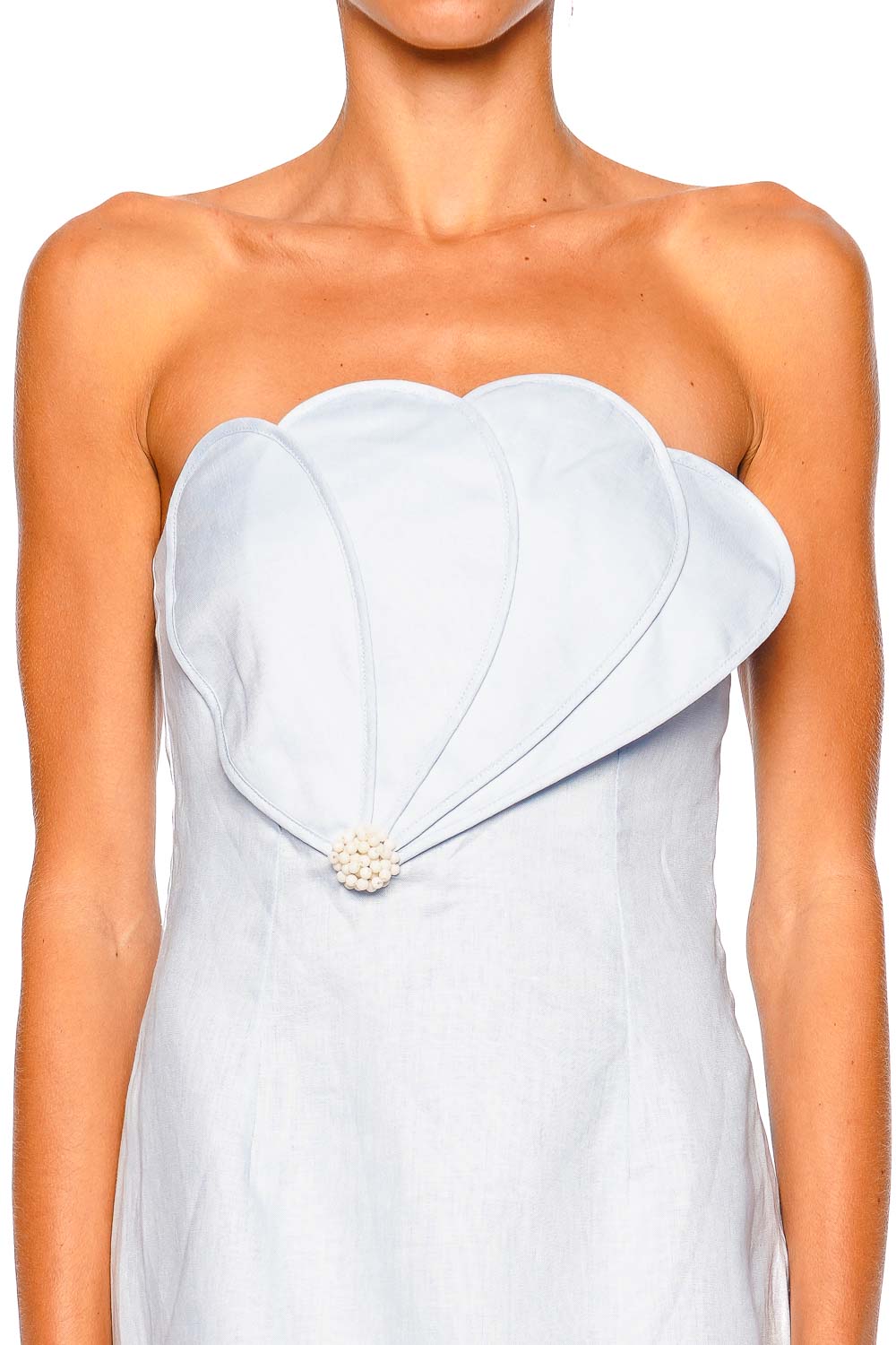 Azulu Jagger Scalloped Ice Blue Strapless Mini Dress