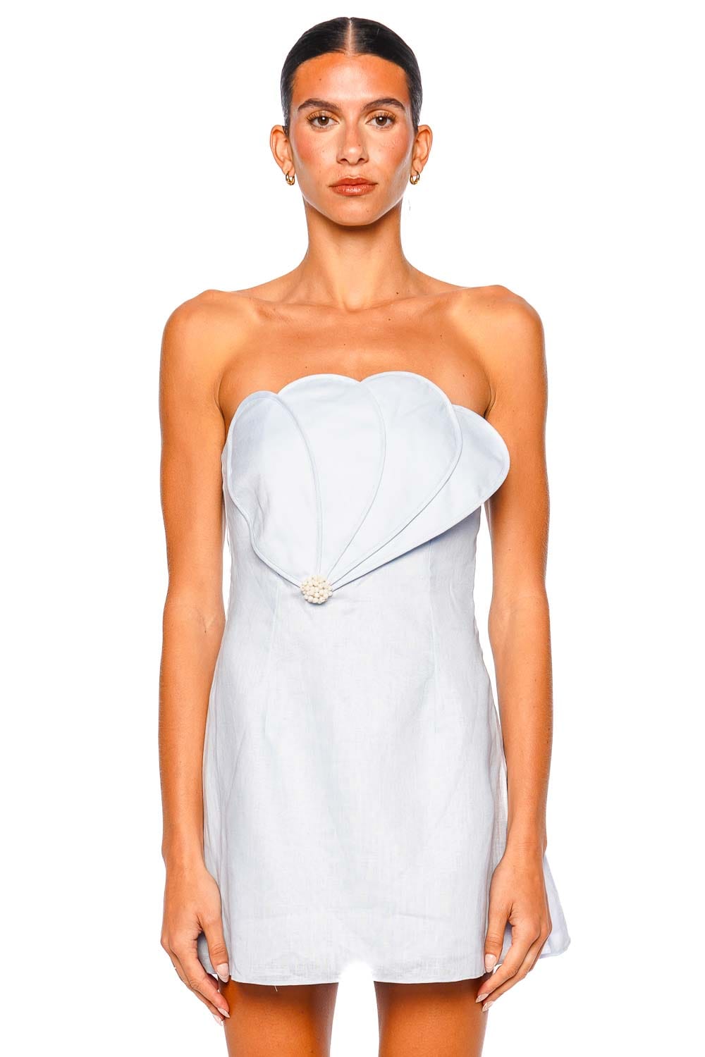 Azulu Jagger Scalloped Ice Blue Strapless Mini Dress