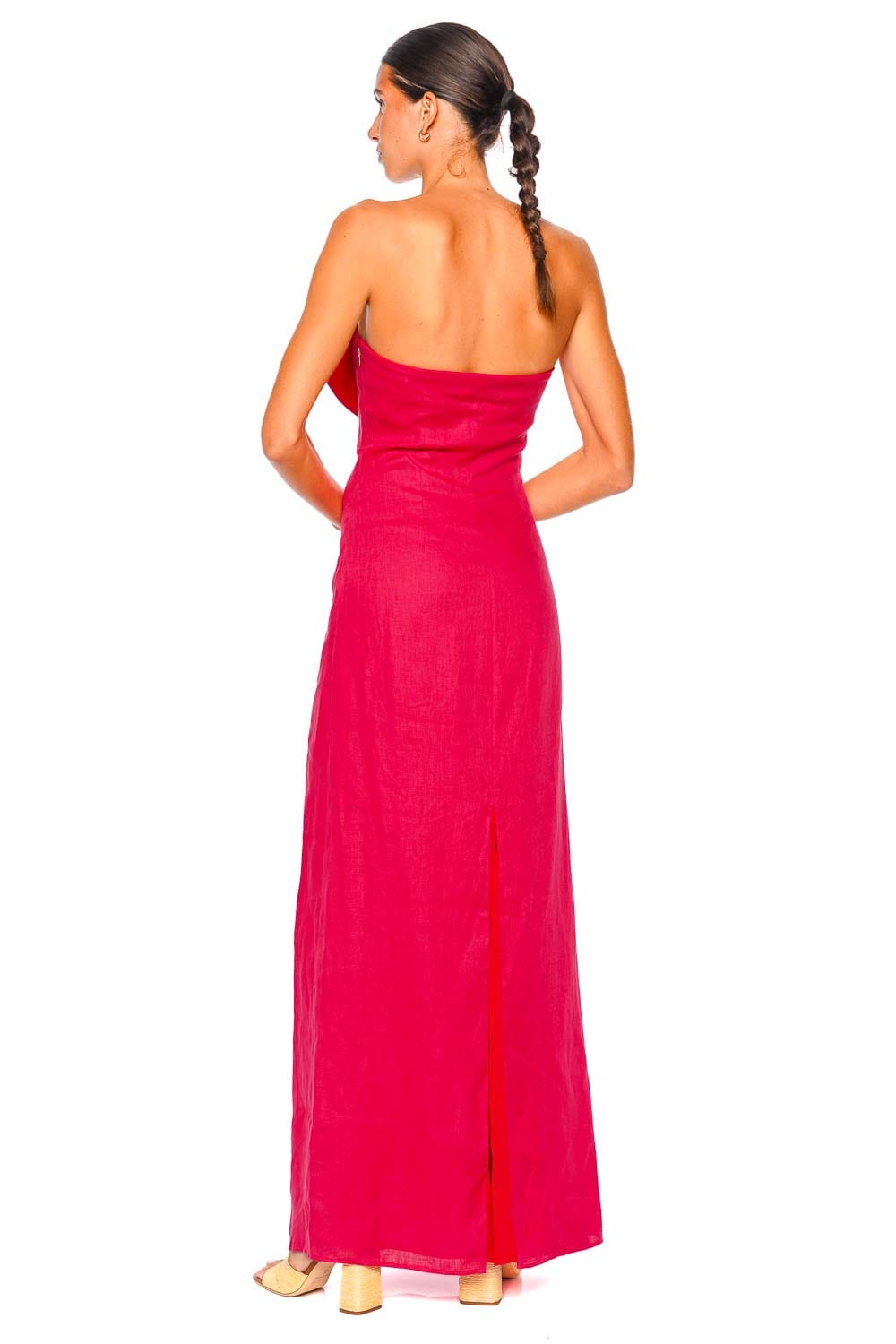 Azulu Bianca Strapless Raspberry Maxi Dress