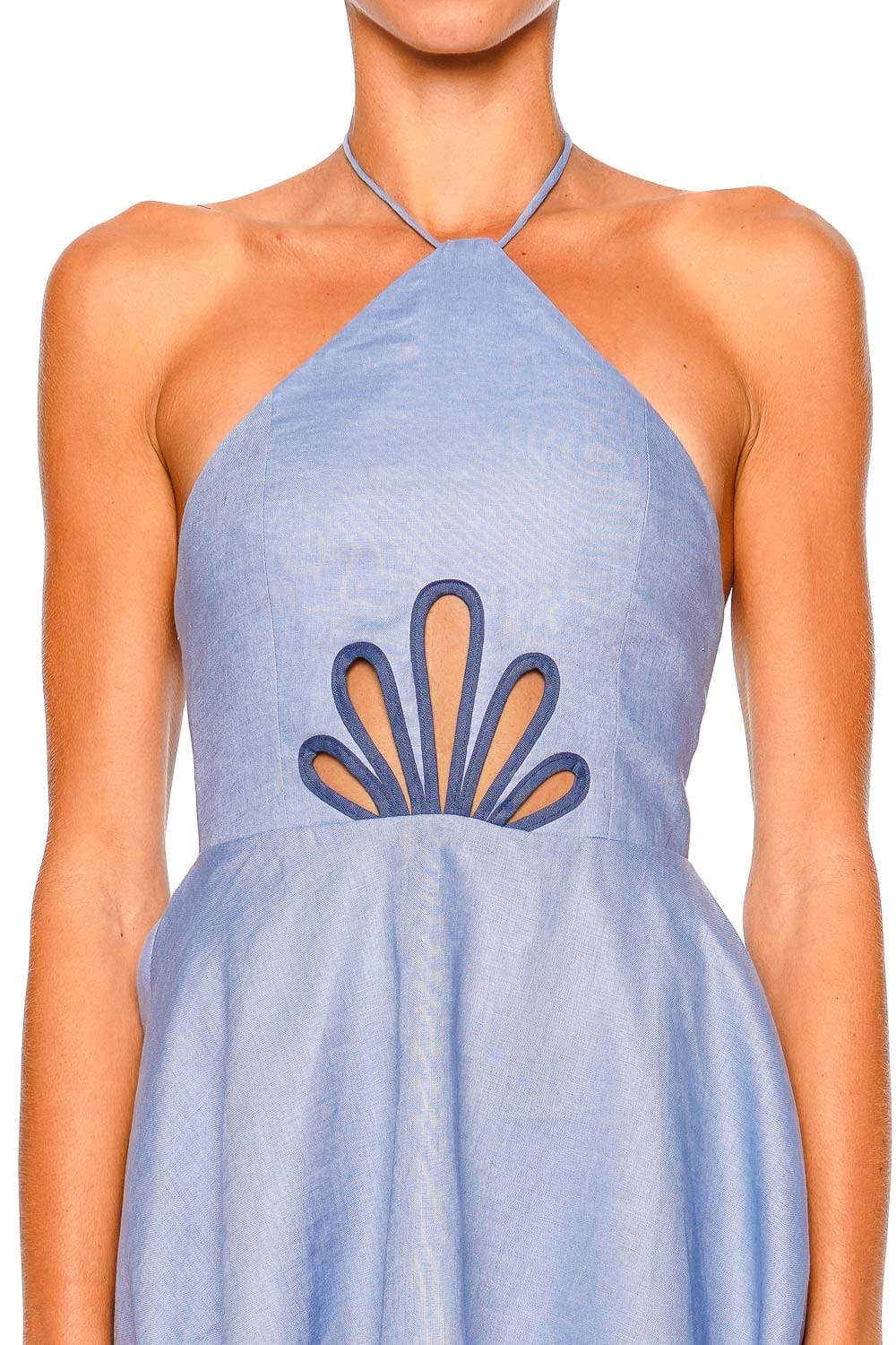 Azulu Perlia Hortensia Blue Halter Mini Dress