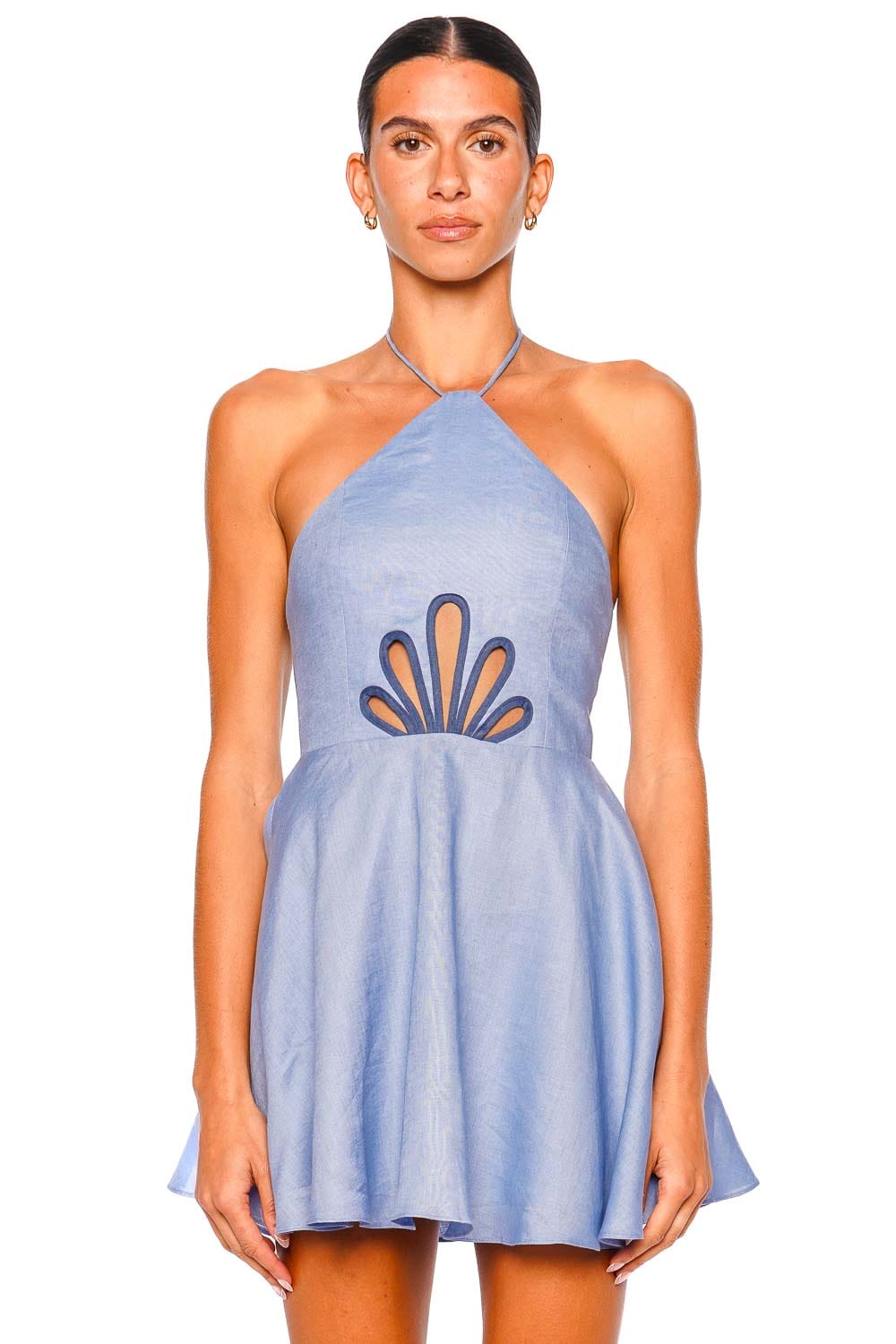 Azulu Perlia Hortensia Blue Halter Mini Dress