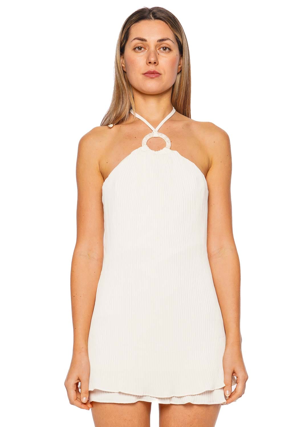 Coco Ivory Halter Mini Dress