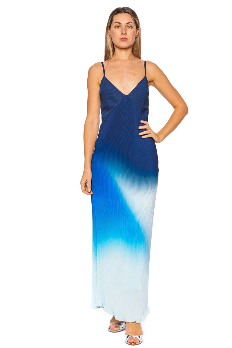 Baobab Plie Night Blue Pleated Maxi Dress