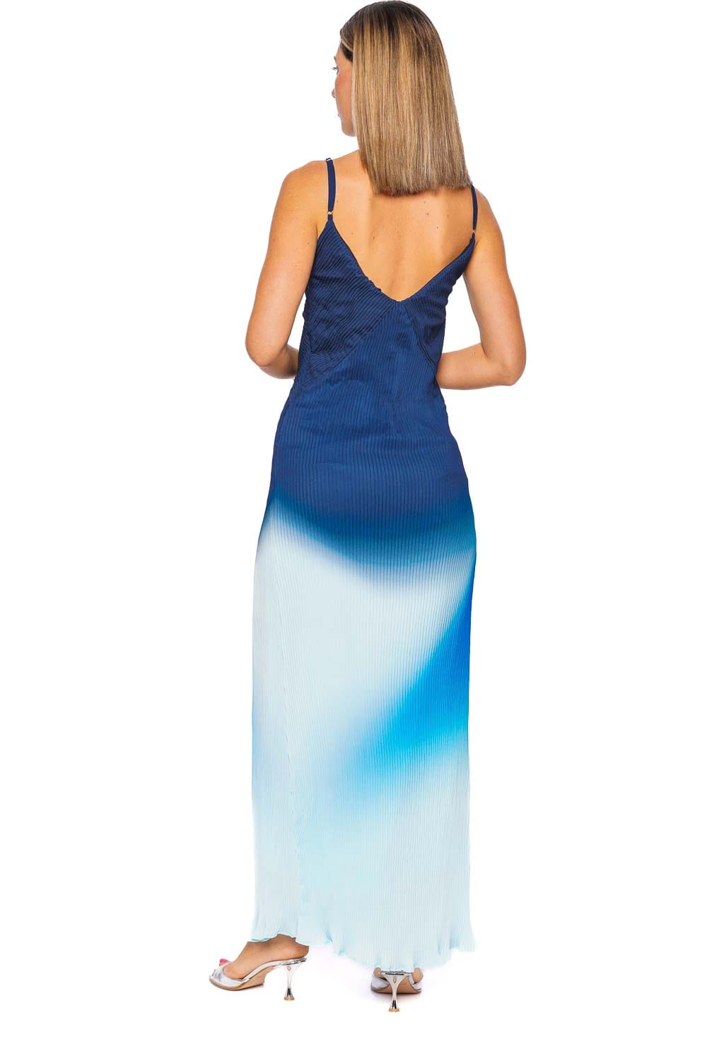 Baobab Plie Night Blue Pleated Maxi Dress Baobab Plie Night Blue Pleated Maxi Dress