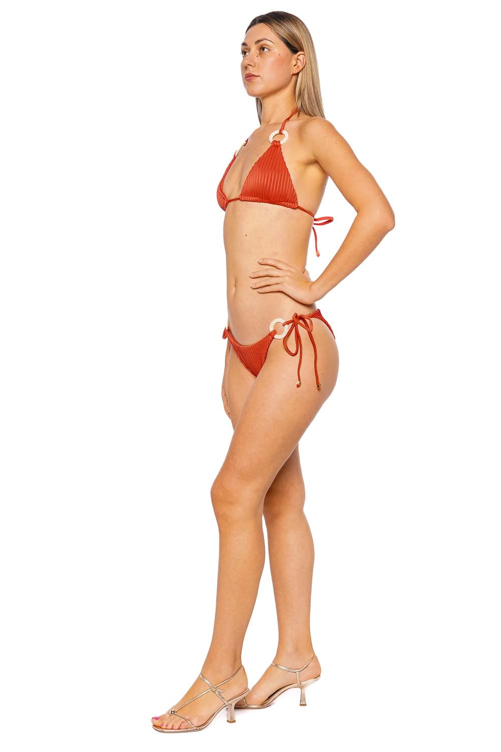 BAOBAB Kaia Coral Bikini Bottom with Side Tie Details
