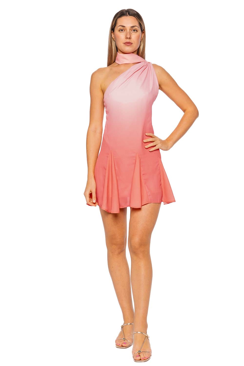 BAOBAB Ari Coralina Ombre One-Shoulder Mini Dress