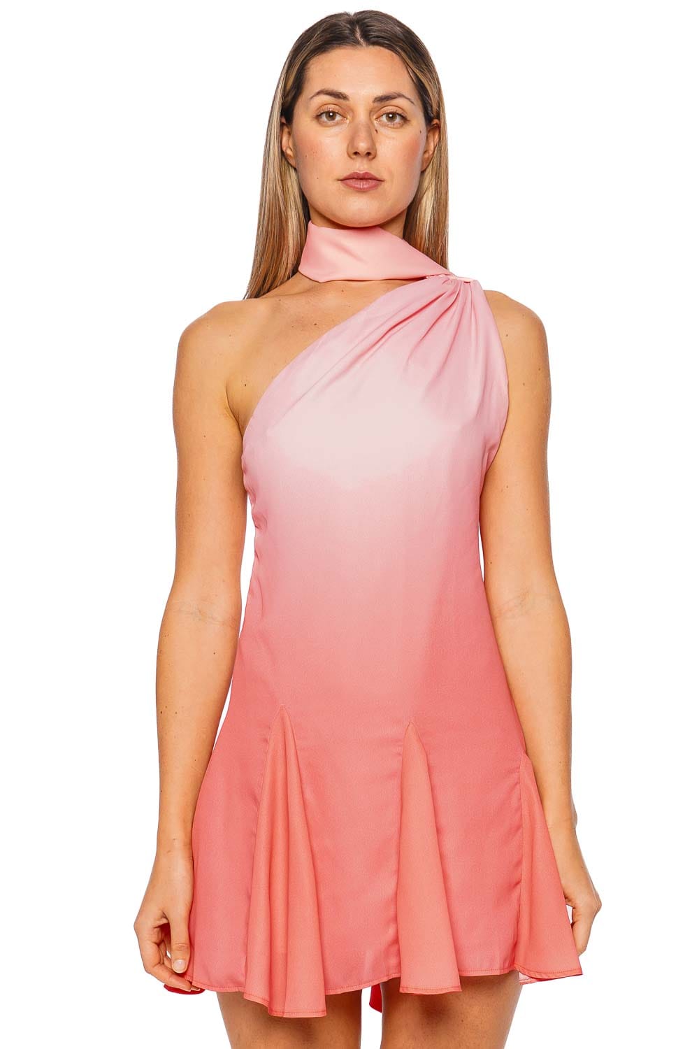 BAOBAB Ari Coralina Ombre One-Shoulder Mini Dress