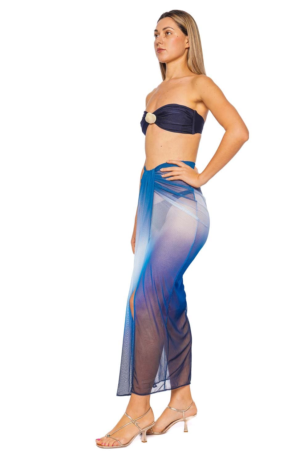BAOBAB Nia Marine Blue Sheer Maxi Skirt