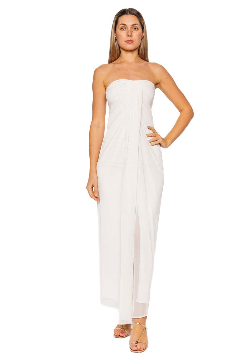 Lena Ivory Draped Strapless Maxi Dress Lena Ivory Draped Strapless Maxi Dress