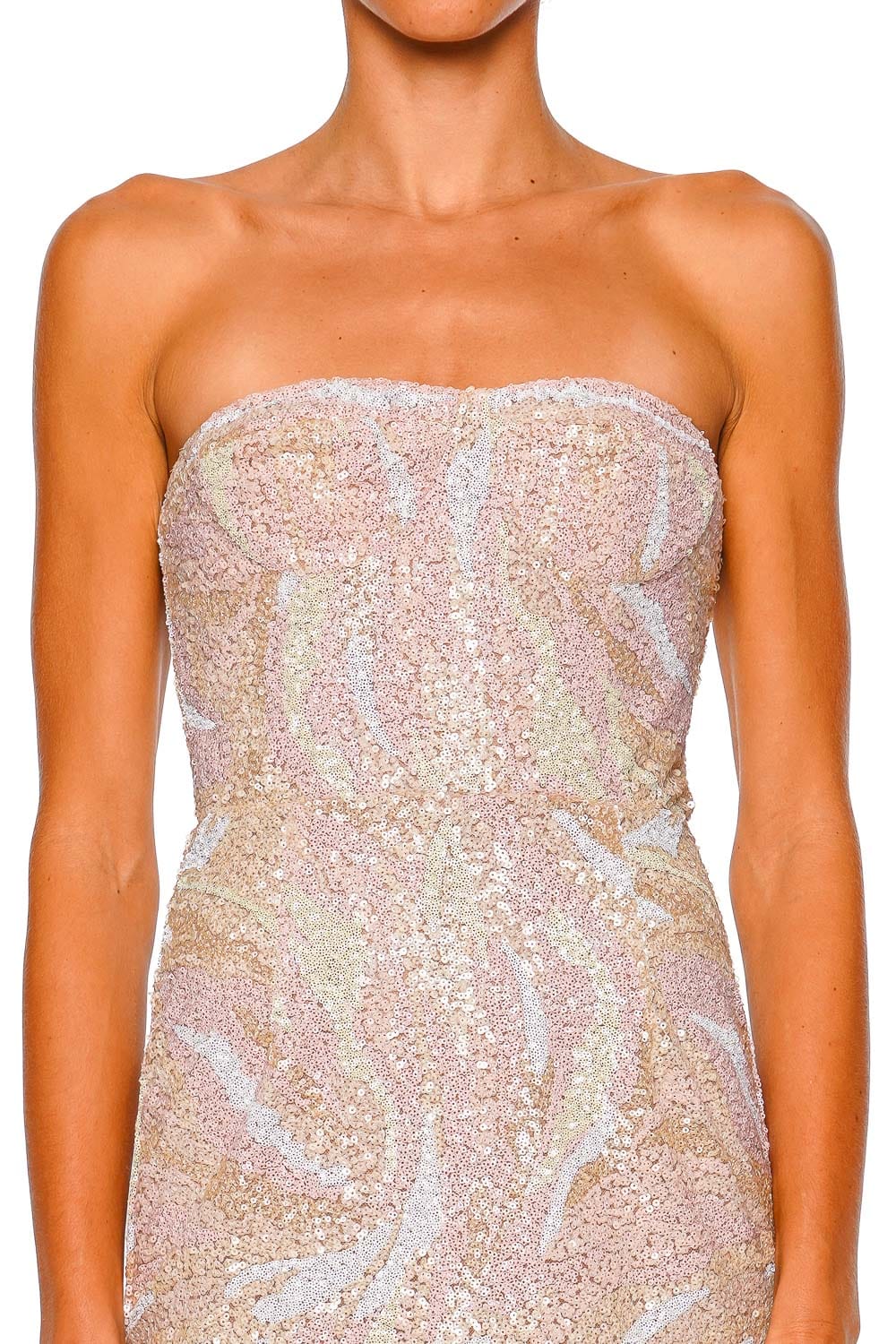 Bronx and Banco Dahlia Strapless Multi Sequin Maxi Dress