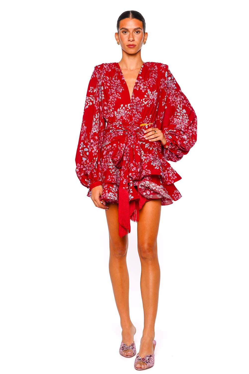 Bronx and Banco Bedouin Red Multi Long Sleeve Mini Dress