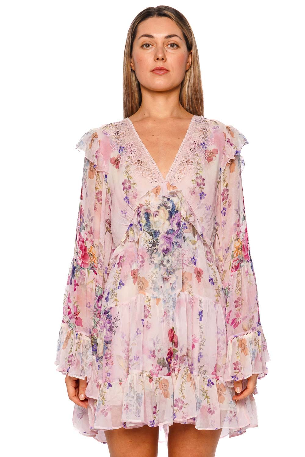 Camilla Palatial Pastels Lace Swing Mini Dress