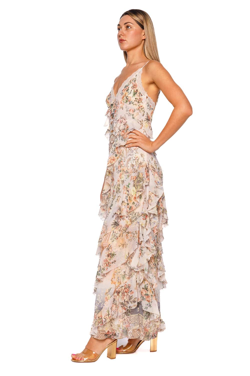 Camilla Twilight in Istanbul Ruffled Slip Maxi Dress