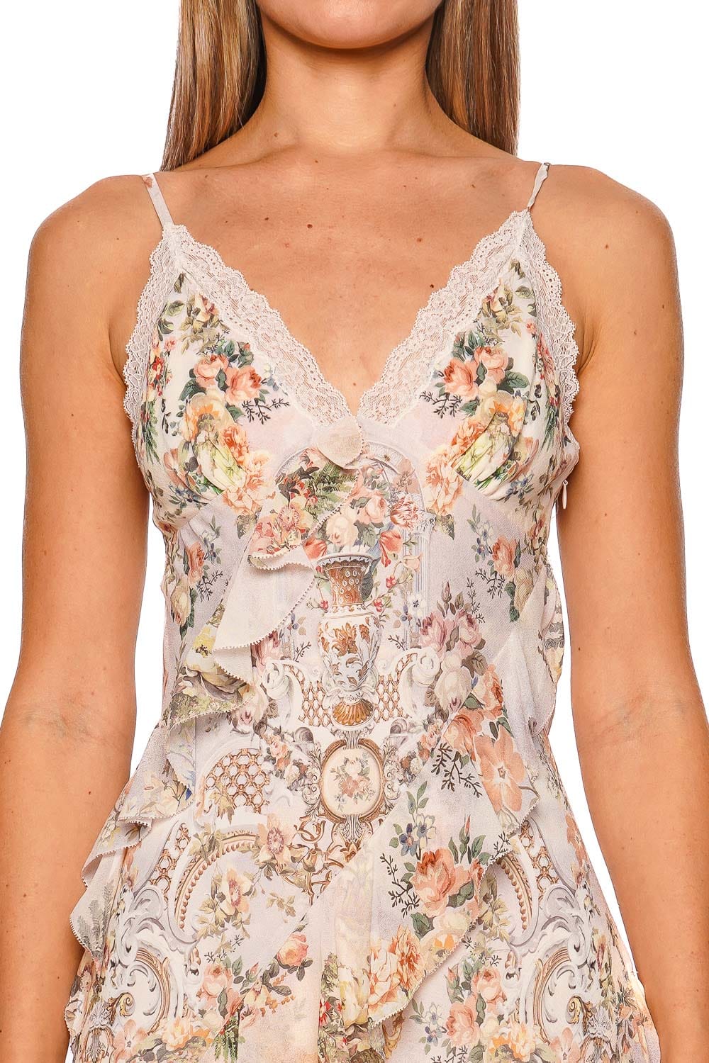 Camilla Twilight in Istanbul Ruffled Slip Maxi Dress