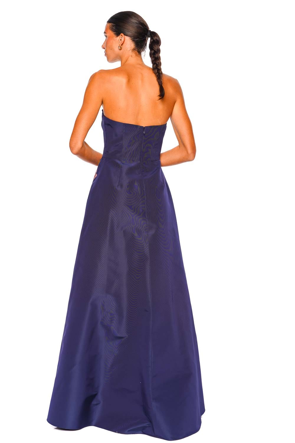 Carolina Herrera Midnight Floral Embroidered Strapless Gown