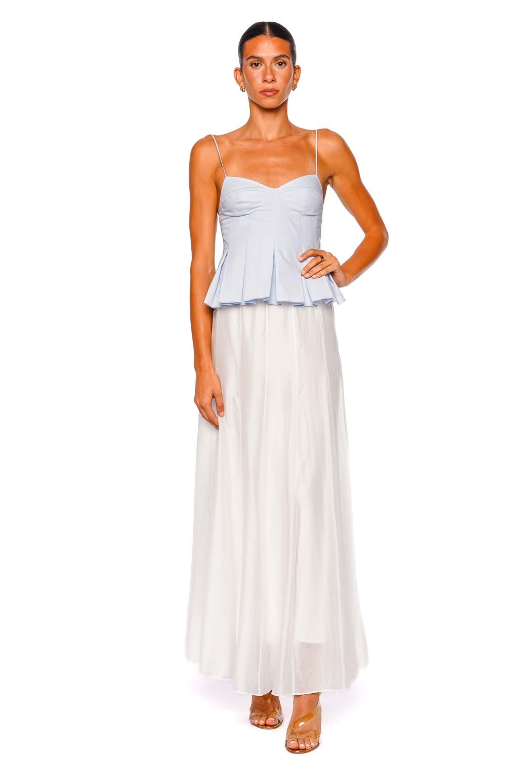 CLEA Solene White Maxi Skirt