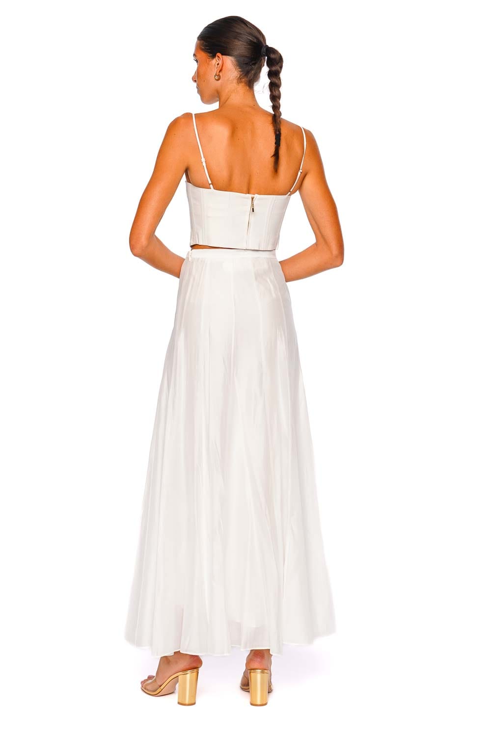 CLEA Aleora Off White Floral Bustier Crop Top