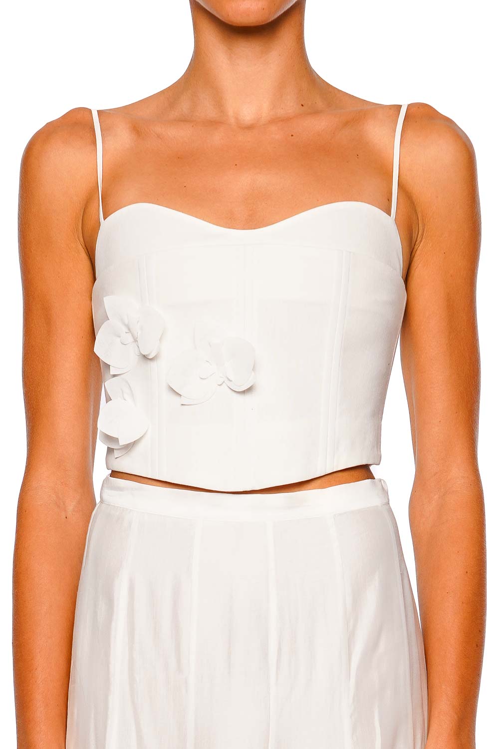 CLEA Aleora Off White Floral Bustier Crop Top