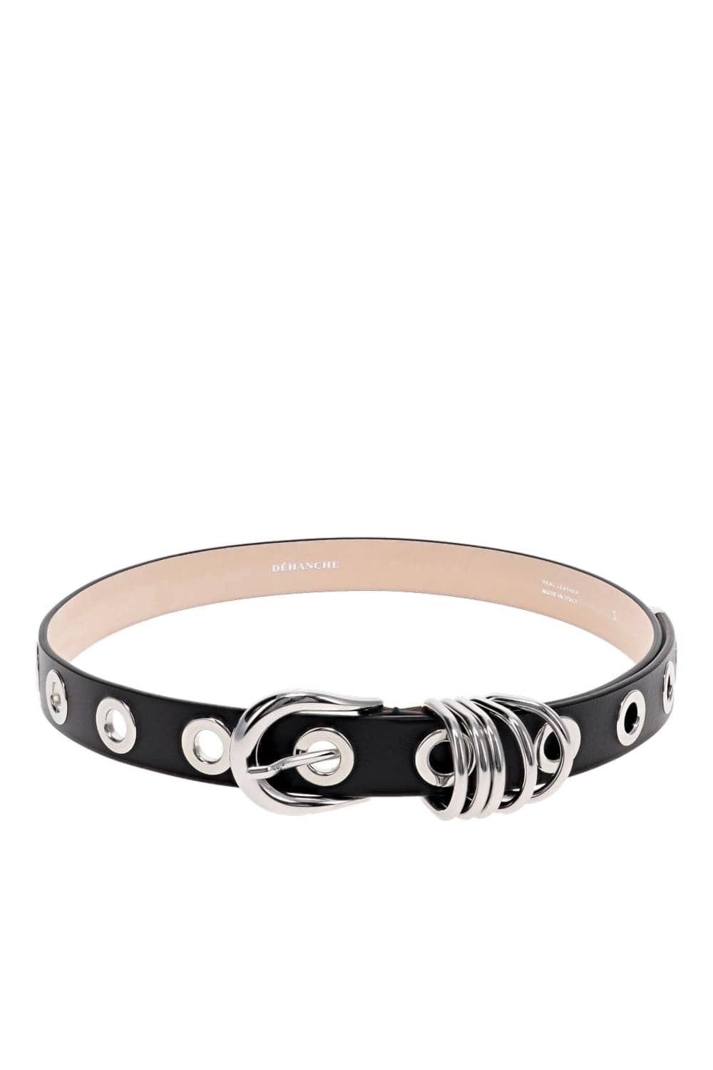 White Polished Calfskin Embellished Logo Belt