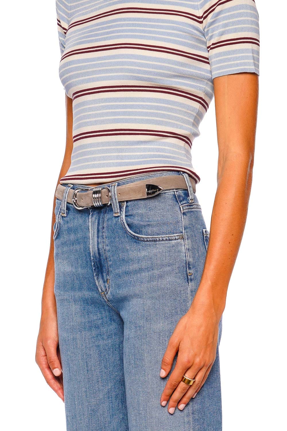 Déhanche Hollyhock Dark Grey Silver Suede Belt