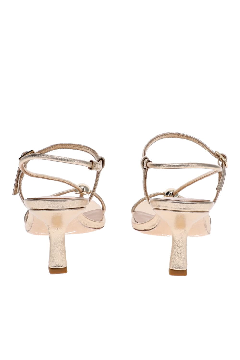 Loeffler Randall Triana Champagne Strappy Mid Heel Leather Sandal