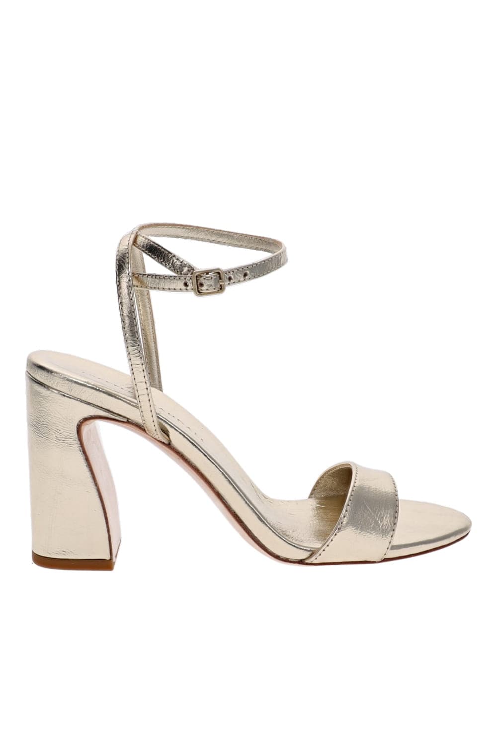 Loeffler Randall Malia Champagne Ankle Wrap Sandal with Curved Heel