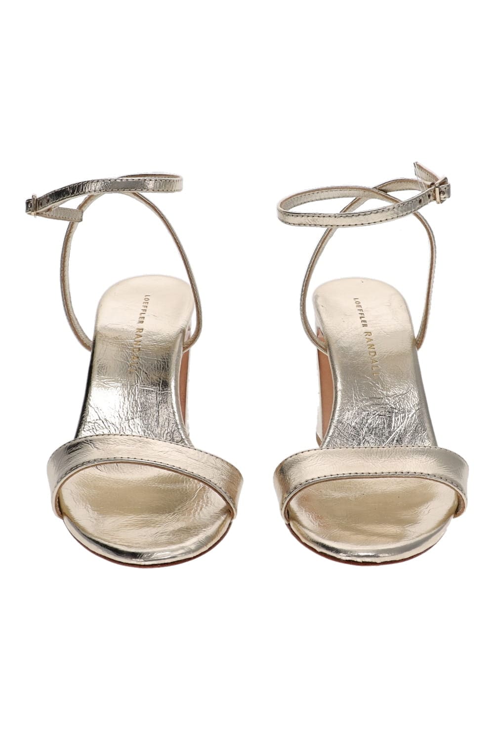 Loeffler Randall Malia Champagne Ankle Wrap Sandal with Curved Heel