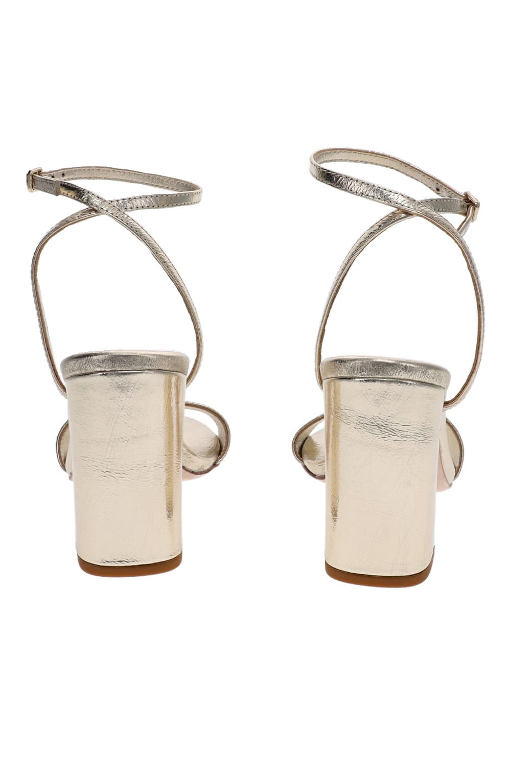 Loeffler Randall Malia Champagne Ankle Wrap Sandal with Curved Heel