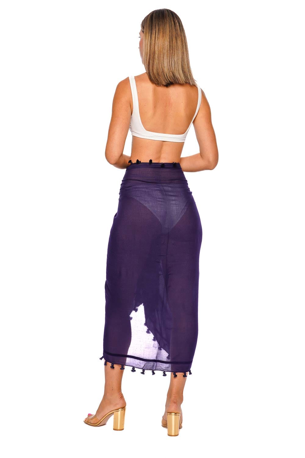 Melissa Odabash Navy Tassel-Trim Pareo