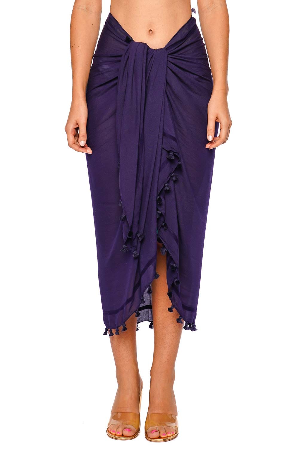 Melissa Odabash Navy Tassel-Trim Pareo