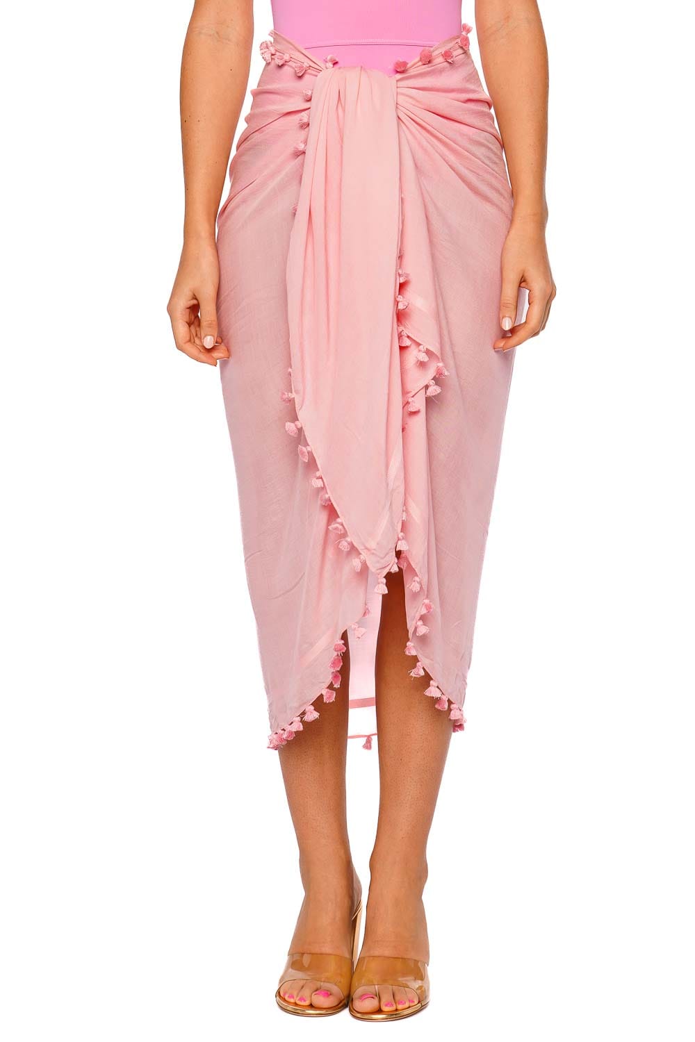 Melissa Odabash Rose Pom-Pom Detail Pareo